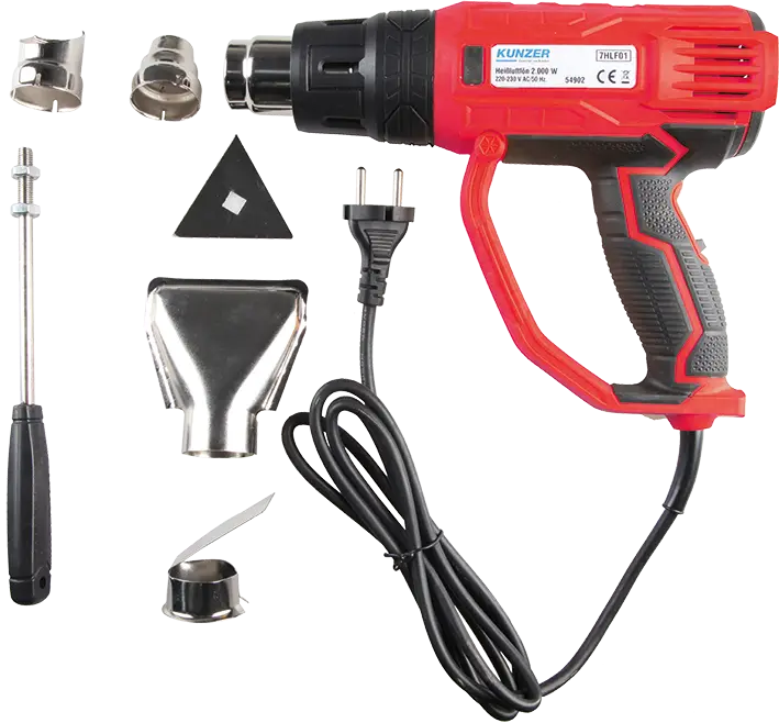 Kunzer Heißluftfön 2000W, 3-stufig mit Zubehör im Koffer 7HLF01 Neue Ware
