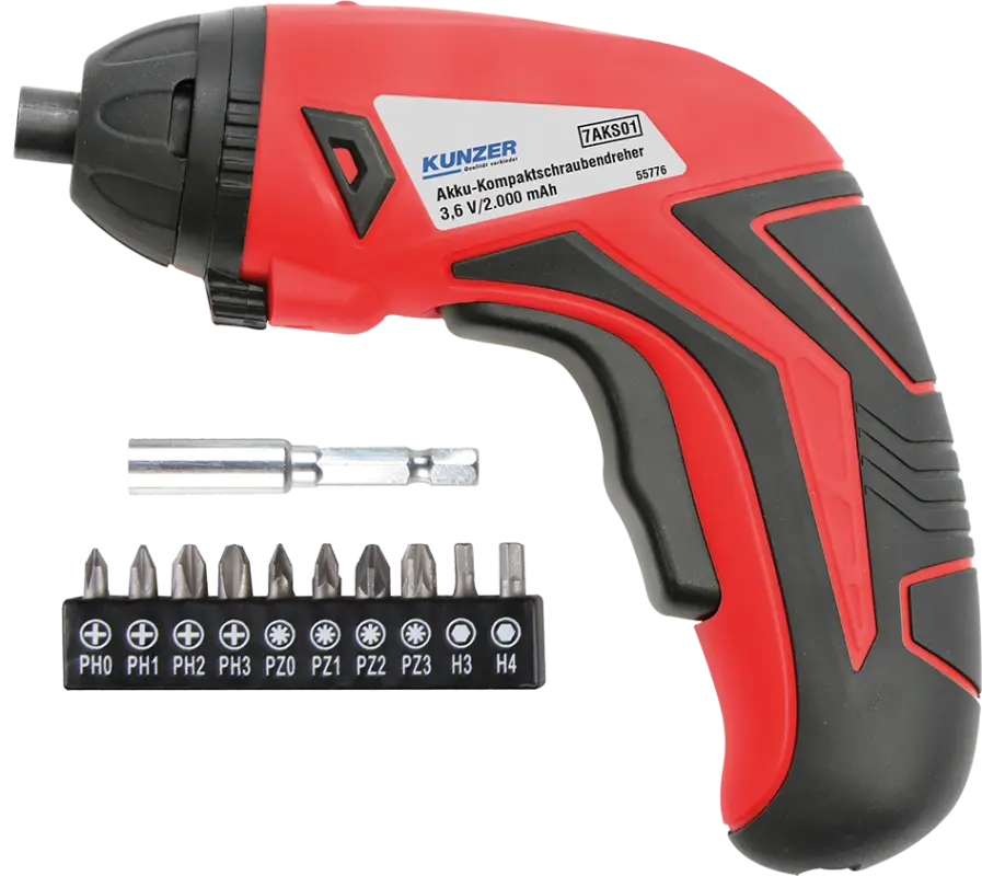 Top-Angebot Kunzer Akku-Kompaktschraubendreher 1/4" - 3,6V/2000 mAh, 3Nm 7AKS01