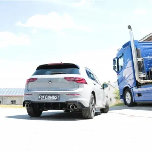 Preisreduziert Fox Duplex Auspuff Sportauspuff Endschalldämpfer für VW Golf 8 GTE mit Einsatz