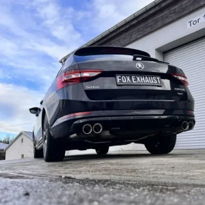 Rabatt Fox Duplex Auspuff Sportauspuff Komplettanlage für Skoda Superb III 3V 4x4 2.0l