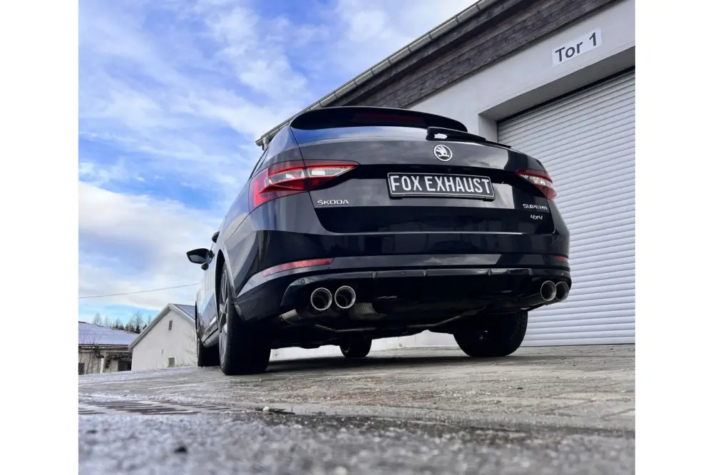 Rabatt Fox Duplex Auspuff Sportauspuff Komplettanlage für Skoda Superb III 3V 4x4 2.0l