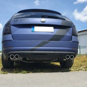 Echt Fox Duplex Auspuff Sportauspuff Endschalldämpfer für Skoda Octavia 5E 4x4 2,0l
