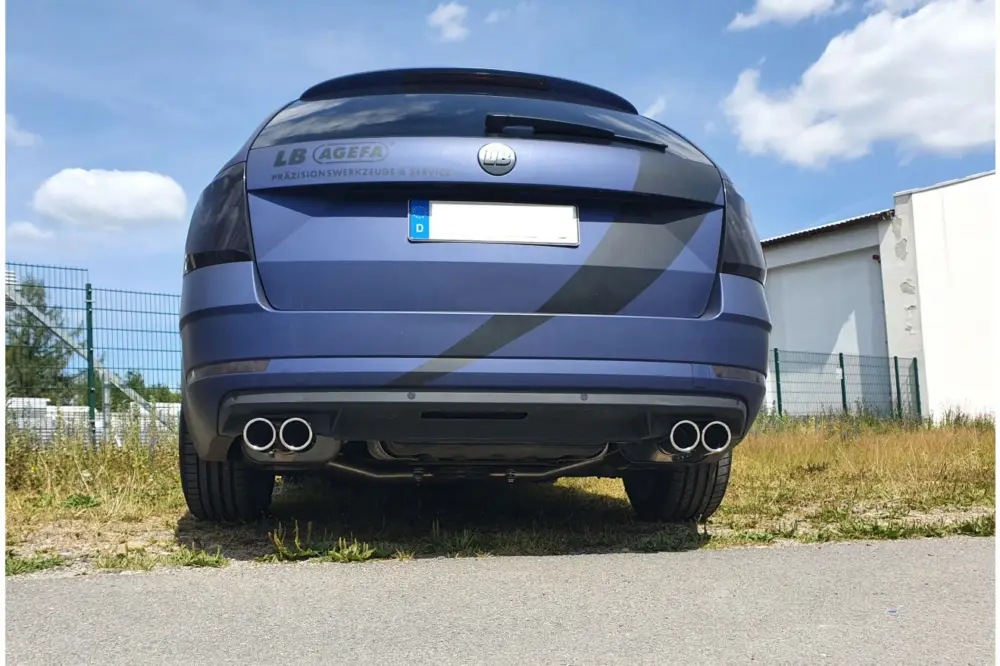 Echt Fox Duplex Auspuff Sportauspuff Endschalldämpfer für Skoda Octavia 5E 4x4 2,0l
