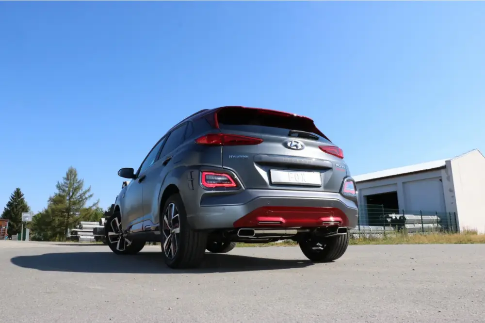 Expressversand Fox Duplex Auspuff Sportauspuff Endschalldämpfer für Hyundai Kona 2WD Ironman