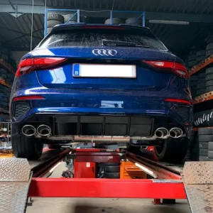 Billig Fox Duplex Auspuff Sportauspuff Endschalldämpfer für Audi A3 GY Sportback 1.5