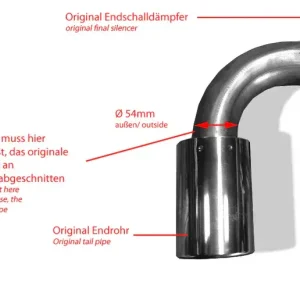 Fox Mazda CX5 - KE/ GH/ KF Endrohr rechts/links Anschluss 54mm innen - 1x100 Typ 16 rechts/links - zum Verschweißen mit dem originalen Endschalldämpfer Ausverkauf