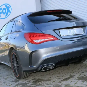Günstig Fox Mercedes CLA - C117/ X117 für AMG-Line/ AMG 45 Optik Endschalldämpfer quer Ausgang rechts/links für Modelle mit AMG45 oder AMG-Line Endrohre - Endrohre in originaler Stoßstange