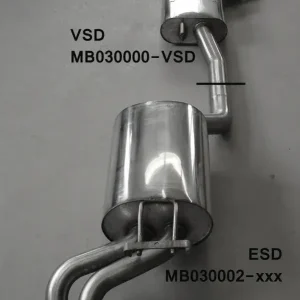 Sale Fox Mercedes E-Klasse W124 Stufenheck Endschalldämpfer Ø70mm - 2x55 Typ 28 (Dieseloptik - von hinten nicht sichtbar)