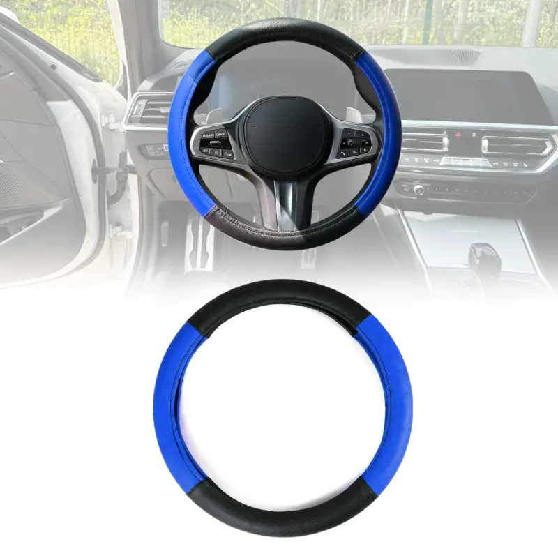 Aktuell Lenkradbezug Lenkradschoner Lenkrad Abdeckung Blau-Schwarz Ø 38-40 cm