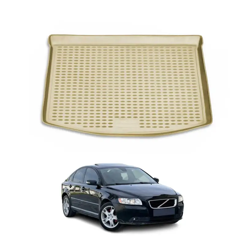 Markenware Kofferraummatte Kofferraumwanne für Volvo S40 2004-2012 Gummi TPE Beige