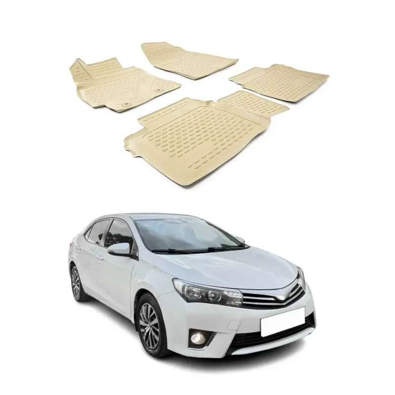 OMAC Gummimatten Fußmatten für Toyota Corolla 2013-2019 Stufenheck TPE Beige 4x Neue Kollektion