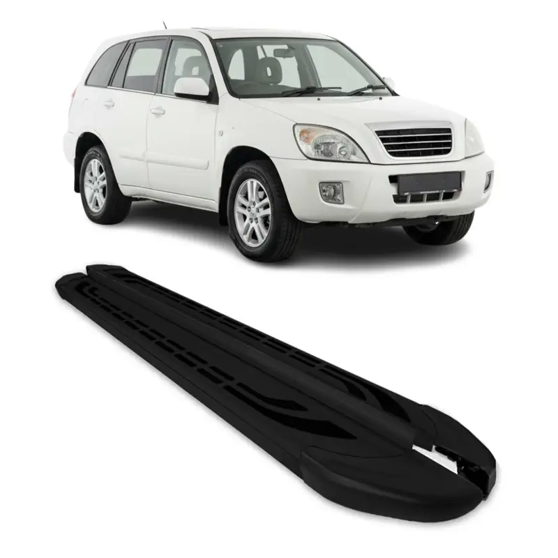 Billig Trittbretter Seitenschweller Seitenbretter für Chery Tiggo 2006-2013 Alu Schwarz