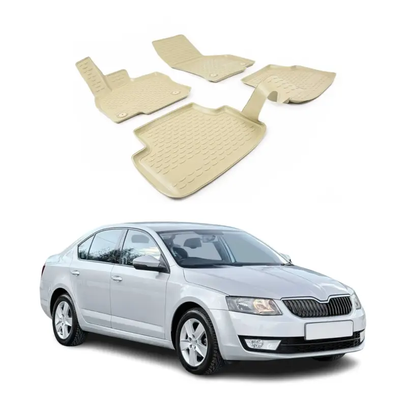 Nur Für Kurze Zeit OMAC Gummimatten Fußmatten für Skoda Octavia 2013-2019 TPE Automatten Beige 4x