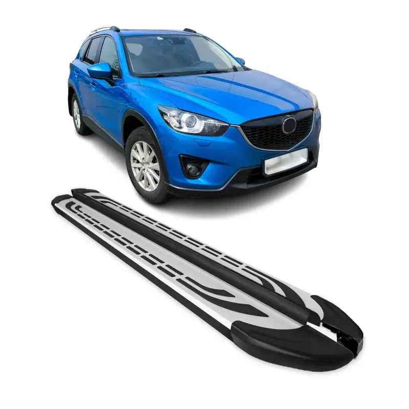 Aktuell Trittbretter Seitenschweller Seitenbretter für Mazda CX-5 Aluminium Schwarz Grau