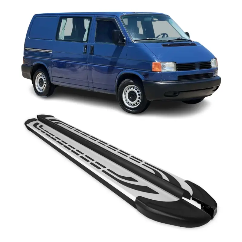 Trittbretter Seitenschweller für VW Transporter T4 1990-03 L1 Kurzer Schwarz Alu Markenware