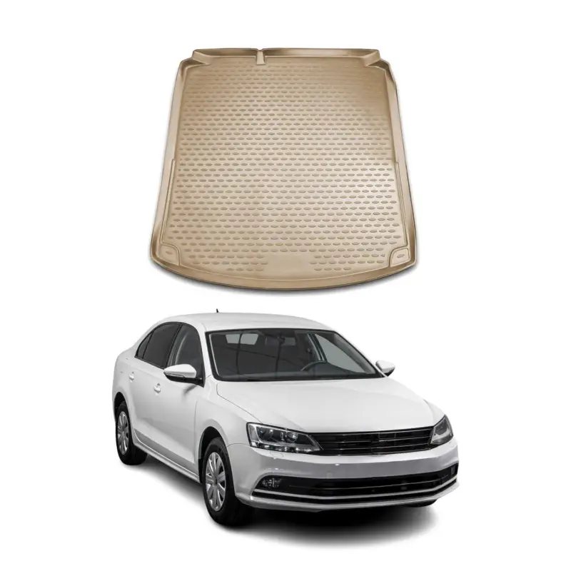 Kofferraummatte Kofferraumwanne für VW Jetta 2010-2018 Gummi TPE Beige Neue Kollektion