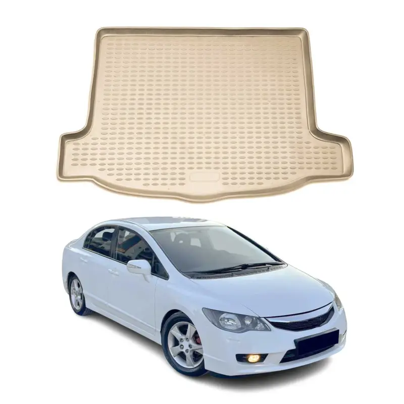 Saisonangebot Kofferraummatte Kofferraumwanne für Honda Civic 2006-2012 Gummi TPE Beige