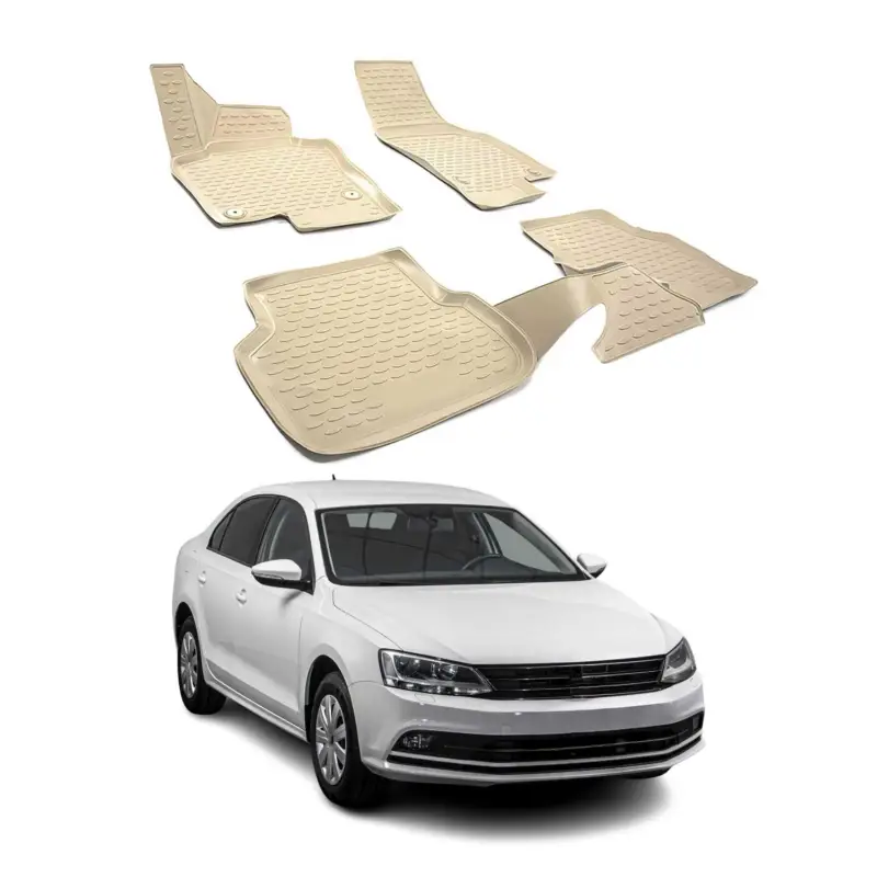 OMAC Gummimatten Fußmatten für VW Jetta 2011-2018 TPE Automatten Beige 4x Neu Im Sortiment