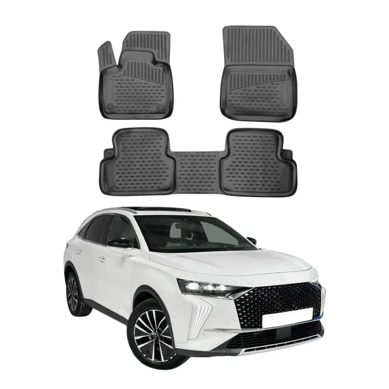 Aktuell OMAC Gummimatten Fußmatten für DS7 Crossback / DS 7 2017-2026 TPE Schwarz 3x