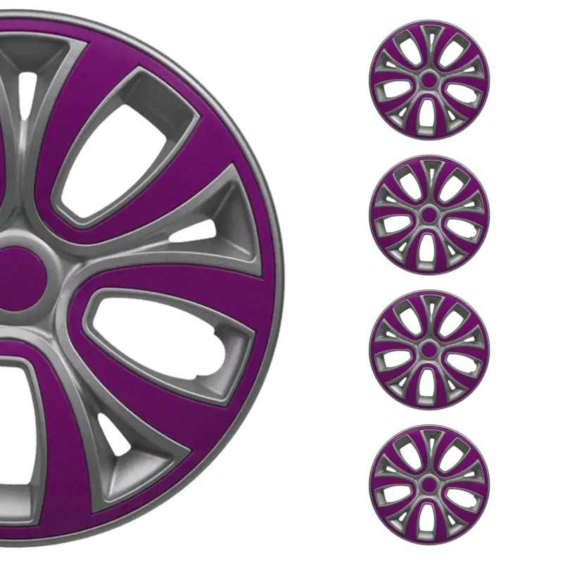 4x Radblenden Radkappen Radzierblenden für 15" Zoll Stahlfelgen Silber Lila Sofort Bestellen