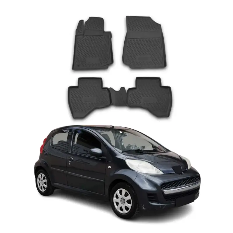 Versand Am Gleichen Tag OMAC Gummimatten Fußmatten für Peugeot 107 2005-2014 TPE Automatten Schwarz