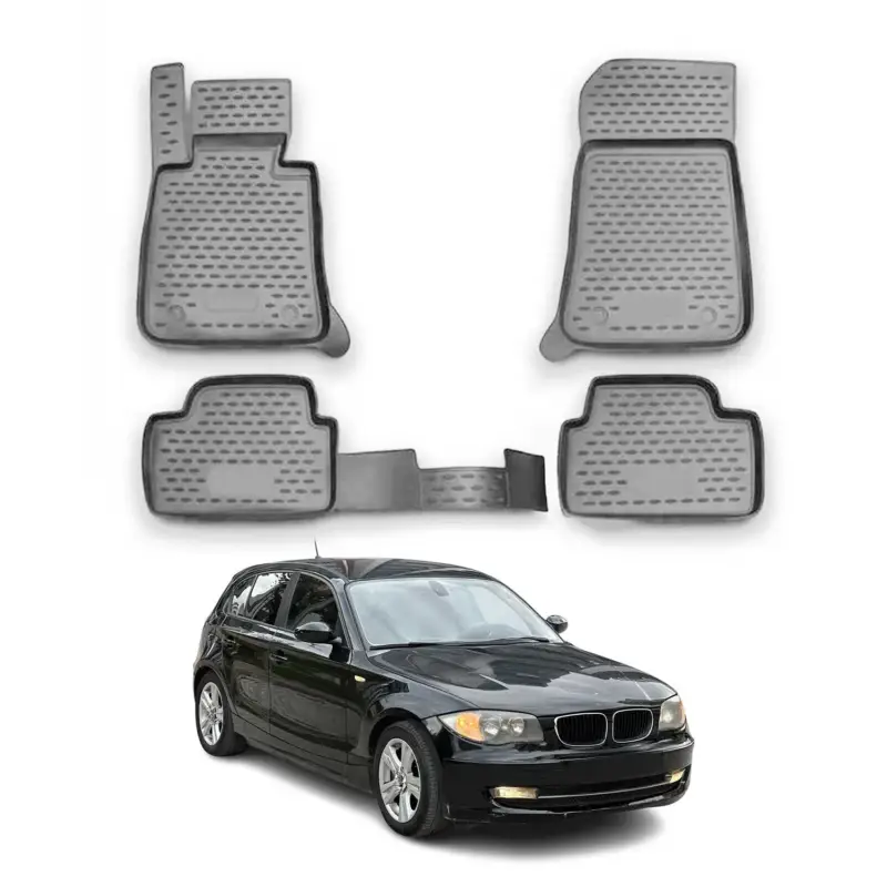 OMAC Gummimatten Fußmatten für BMW 1er E87 2004-2013 TPE Automatten Grau 4x Markenware