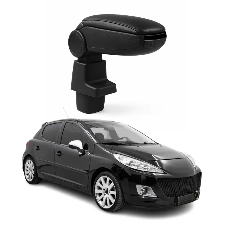 Must-Have Mittelarmlehne Armlehne Mittelkonsole für Peugeot 207 2006-2012 PU-Leder Schwarz