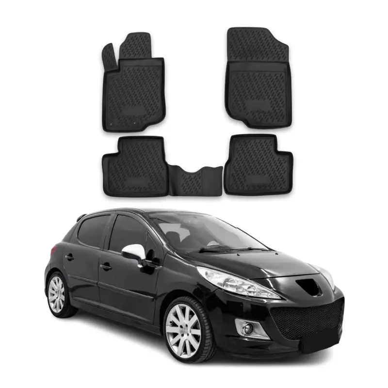 OMAC Gummimatten Fußmatten für Peugeot 207 2006-2014 TPE Automatten Schwarz 4x Finale Aktion