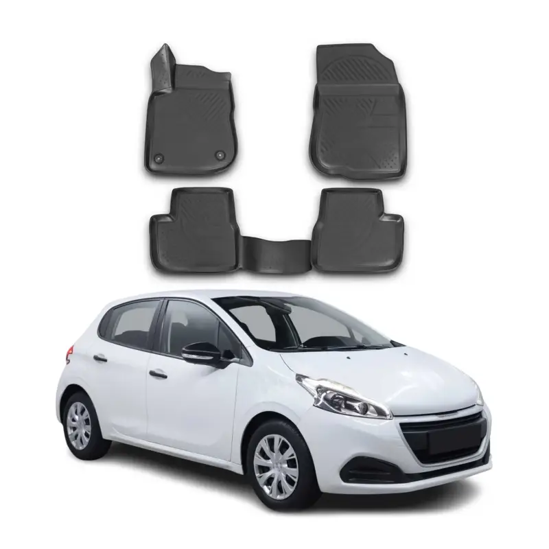 Highlight OMAC Gummimatten Fußmatten für Peugeot 208 2012-2019 TPE Automatten Schwarz 4x
