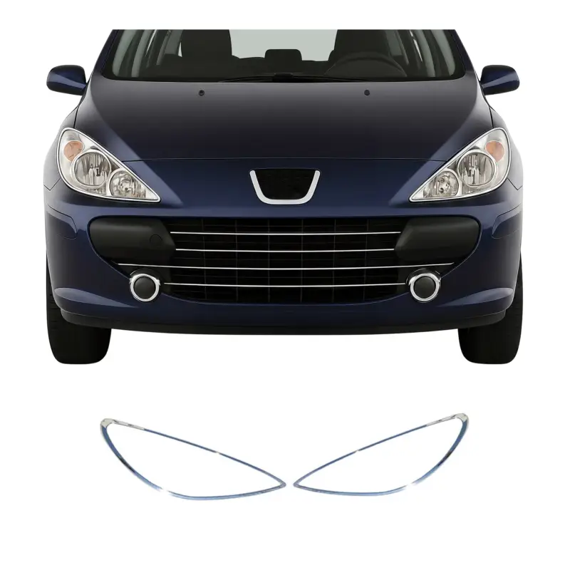 Aktuell Scheinwerfer Leisten Scheinwerferblende für Peugeot 307 2001-2009 Chrom ABS 2tlg