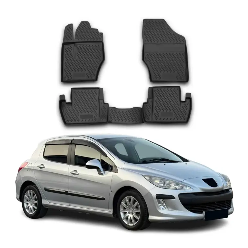 Highlight OMAC Gummimatten Fußmatten für Peugeot 308 mk1 2007-2013 TPE Automatten Schwarz