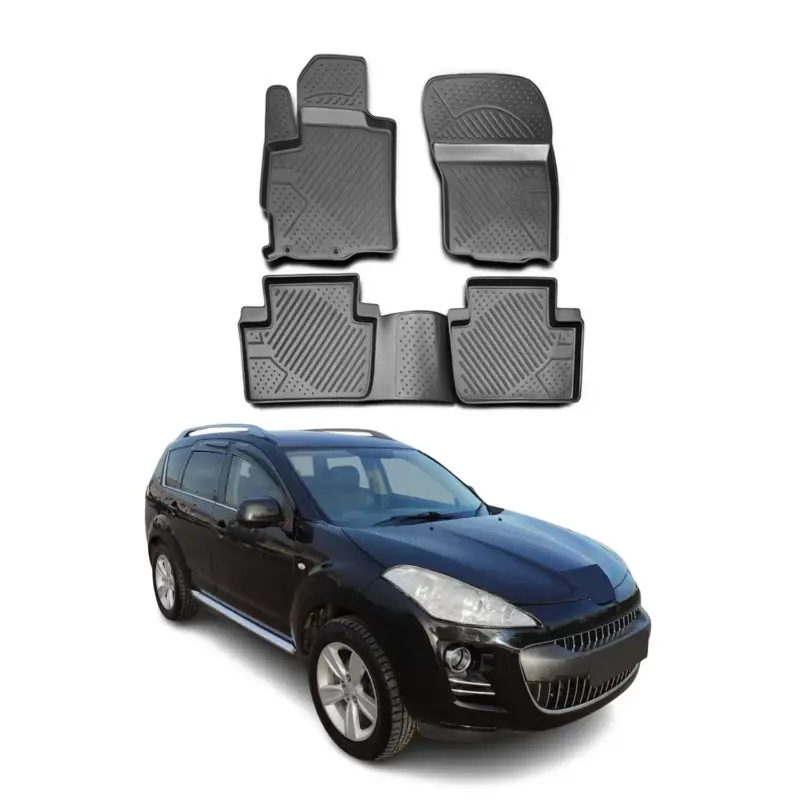 OMAC Gummimatten Fußmatten für Peugeot 4007 2007-2012 TPE Automatten Schwarz 4x Sale