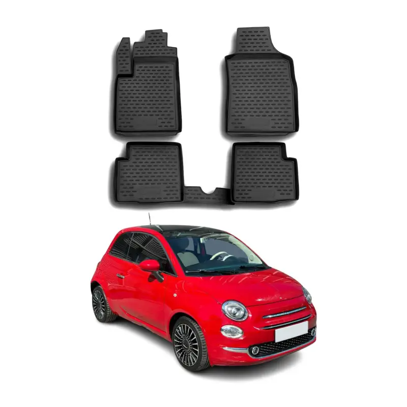 Echt OMAC Gummimatten Fußmatten für Fiat 500 500C 2007-2015 Pre-FL TPE Automatten 4x