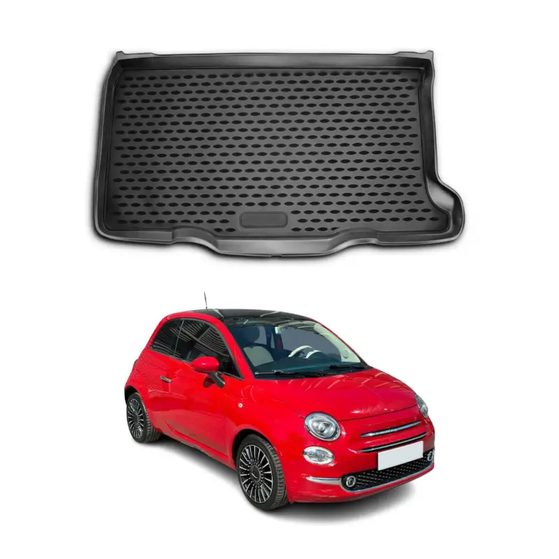 Meistverkauft Kofferraummatte Kofferraumwanne für Fiat 500-500C 2007-2026 Gummi TPE Schwarz