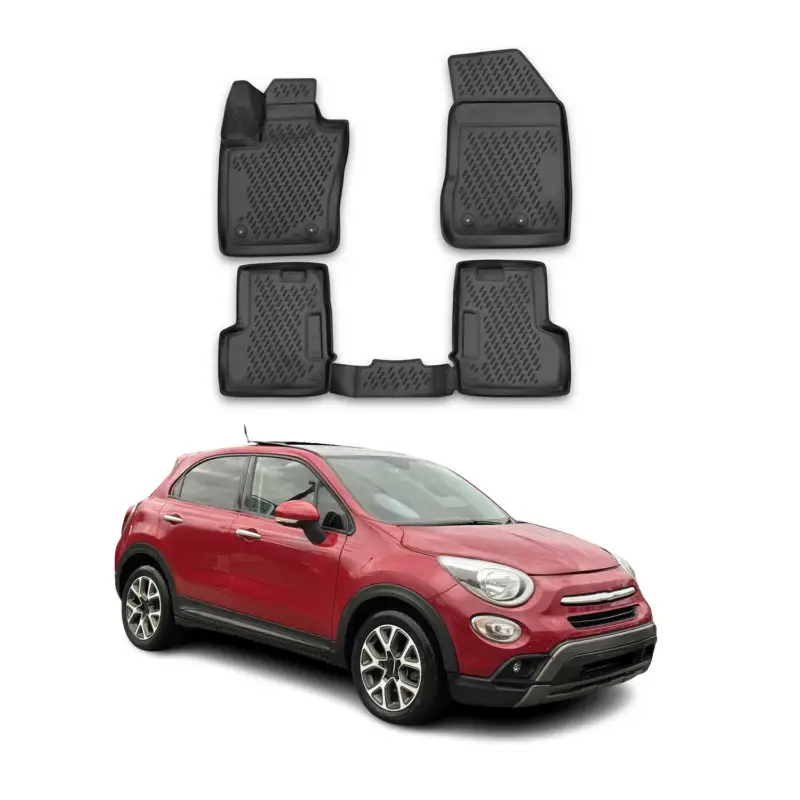 OMAC Gummimatten Fußmatten für Fiat 500X 2015-2026 TPE Automatten Schwarz 4x Zertifiziert