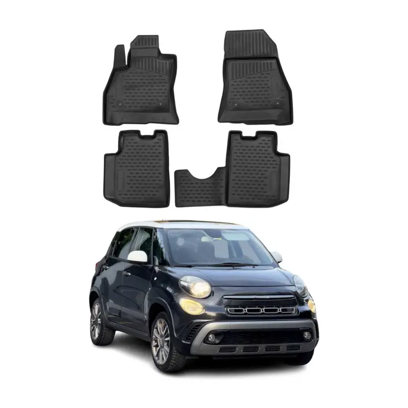 Sofort Bestellen OMAC Gummimatten Fußmatten für Fiat 500L 2012-2024 TPE Automatten Schwarz 4x