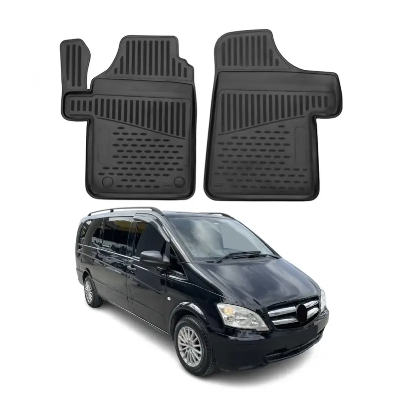 OMAC Gummimatten Fußmatten für Mercedes Vito Viano W639 2003-2014 TPE Schwarz 2x Top-Seller