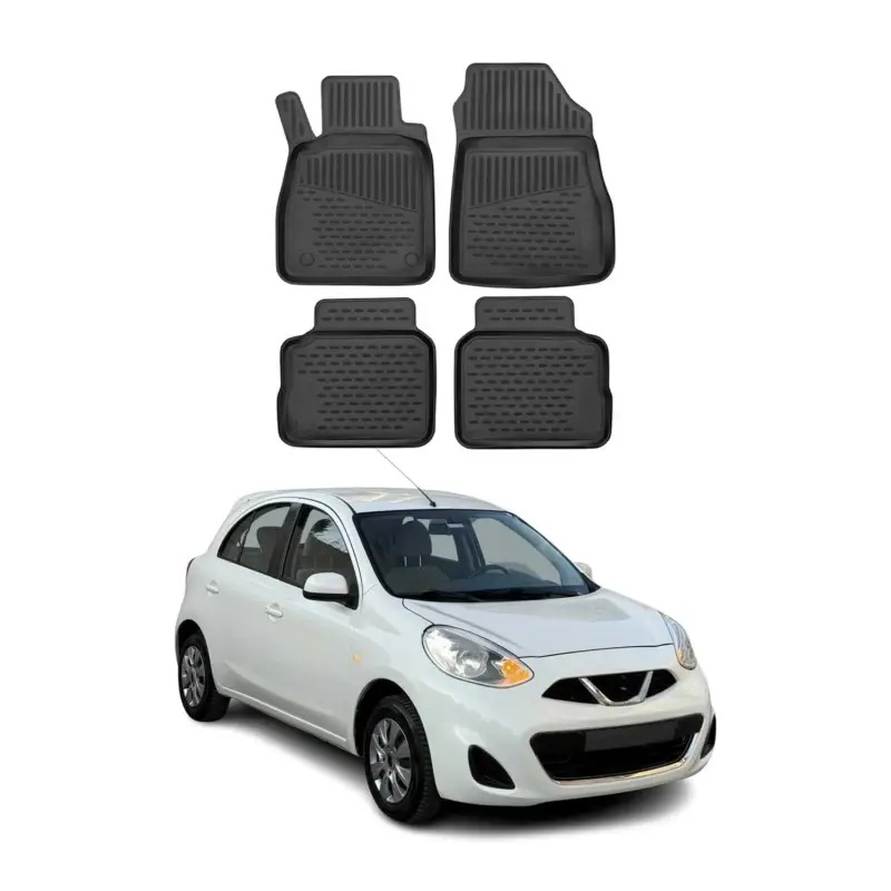 Nur Für Kurze Zeit OMAC Gummimatten Fußmatten für Nissan Micra 2017-2023 TPE Automatten Schwarz 4x