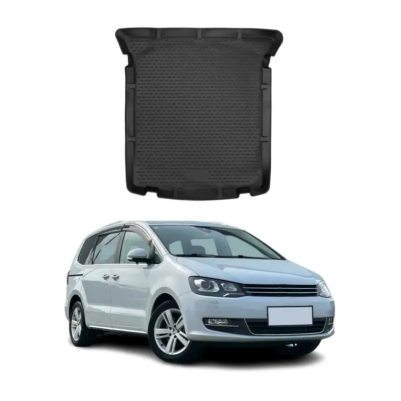 Nur Heute Kofferraummatte Kofferraumwanne für VW Sharan 2010-2021 Gummi TPE Schwarz