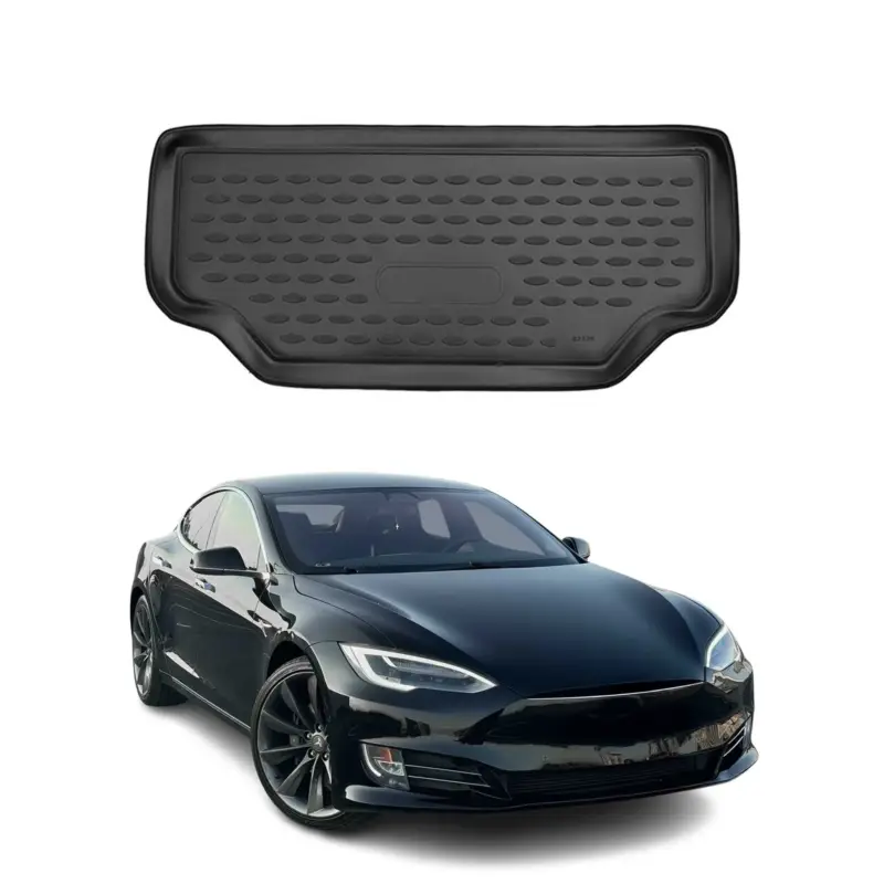Ausverkauf Kofferraummatte Kofferraumwanne für Tesla Model S 2016-2020 AWD Gummi Schwarz