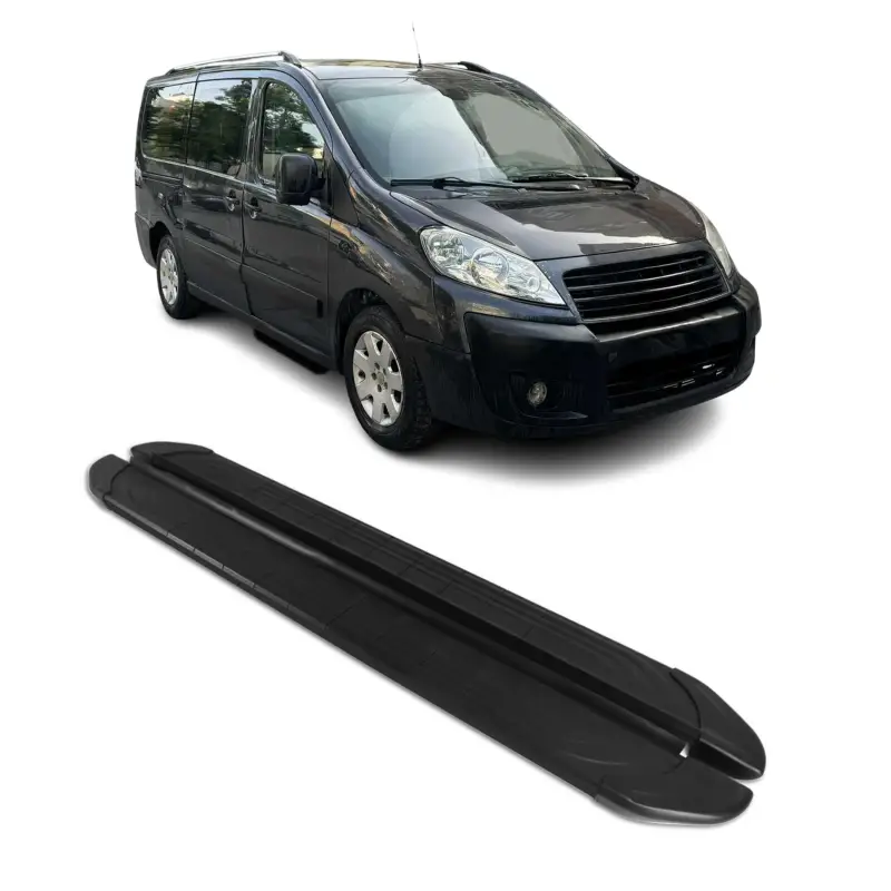 Zertifiziert Trittbretter Seitenschweller für Fiat Scudo 2007-2016 L2 Aluminium Schwarz 2tlg