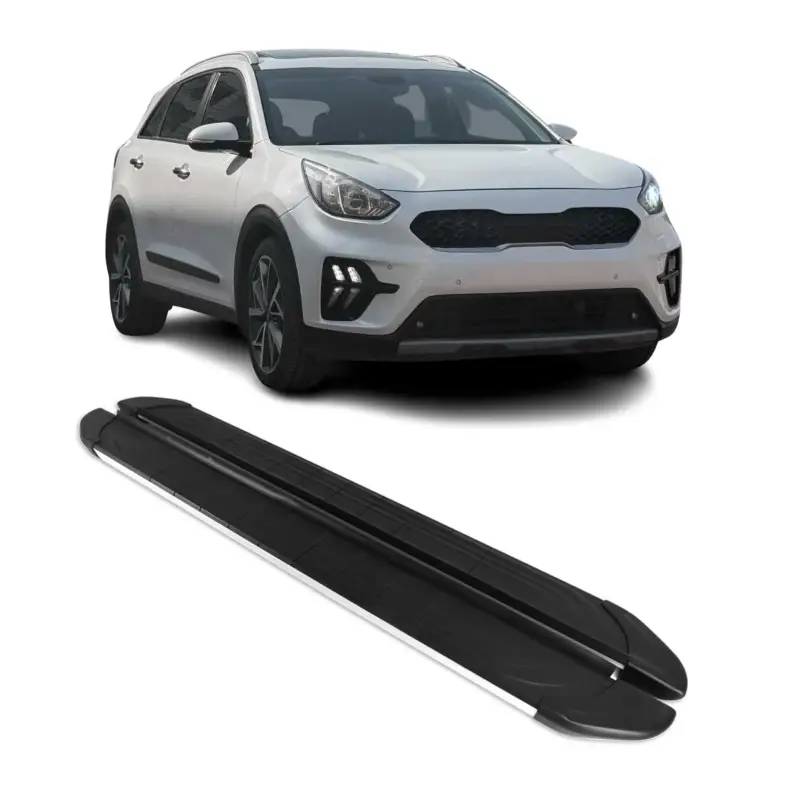 Abverkauf Trittbretter Seitenschweller für Kia Niro I 2017-22 Aluminium Schwarz Silber 2x