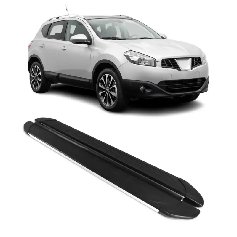 Wochenendangebot Trittbretter Seitenschweller für Nissan Qashqai +2 NJ10 2008-14 Alu Schwarz Grau
