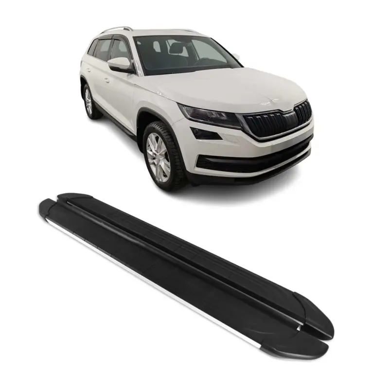 Wochenendangebot Trittbretter Seitenschweller für Skoda Kodiaq 2017-2023 Aluminium Schwarz Silber