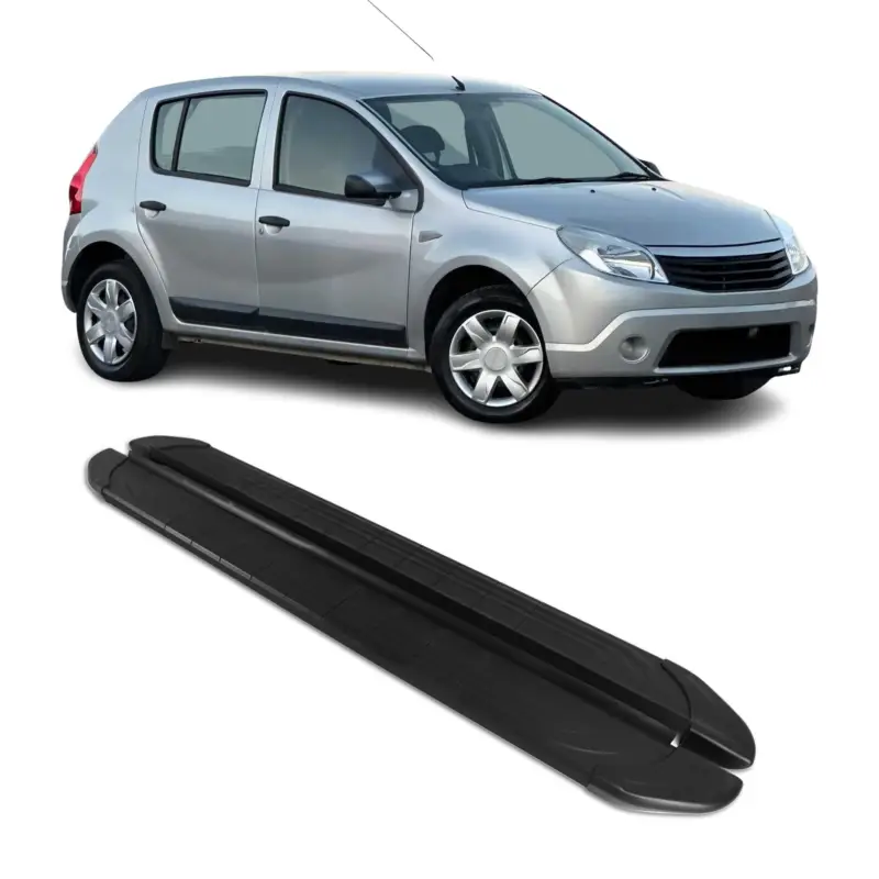 Aktuell Trittbretter Seitenschweller für Dacia Sandero 2007-2012 Aluminium Schwarz 2tlg