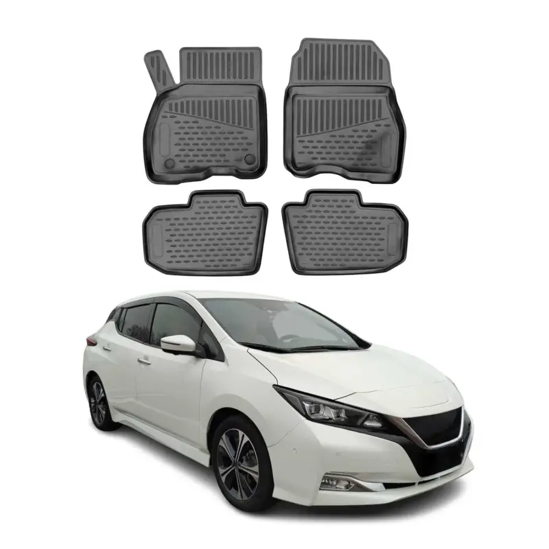 Preisreduziert OMAC Gummimatten Fußmatten für Nissan Leaf 2017-2024 TPE Automatten Schwarz 4x