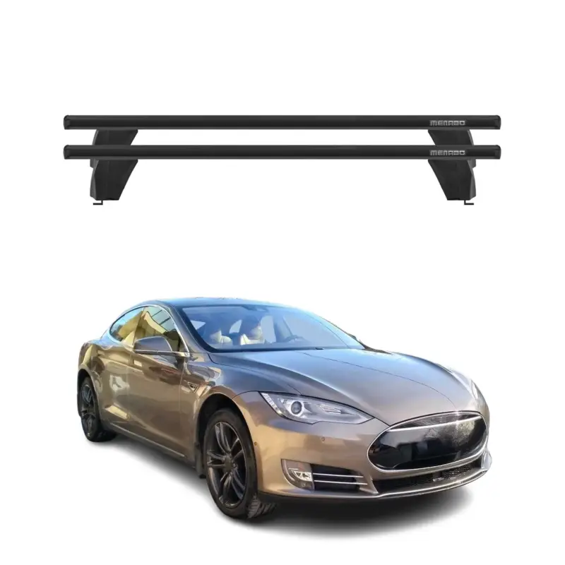 Neue Ware Menabo Dachträger Grundtäger für Tesla Model S 2013-2016 75kg Alu Schwarz 2 tlg