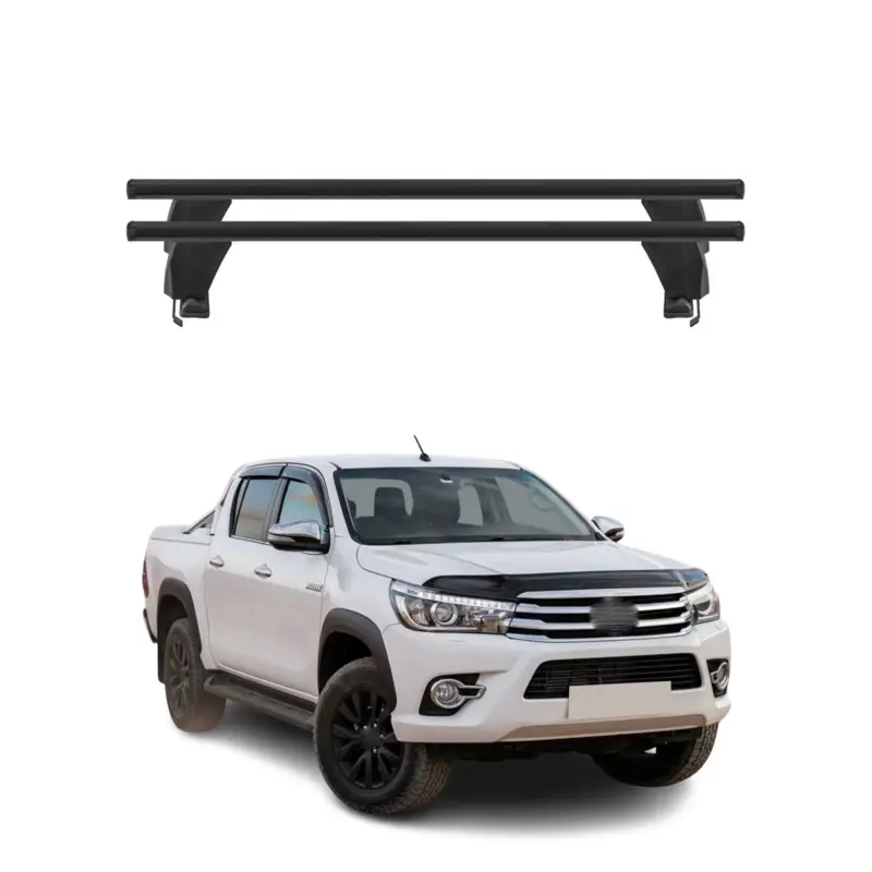 Geprüft Menabo Dachträger Grundtäger für Toyota Hilux 2011-2015 50kg Alu Schwarz 2 tlg