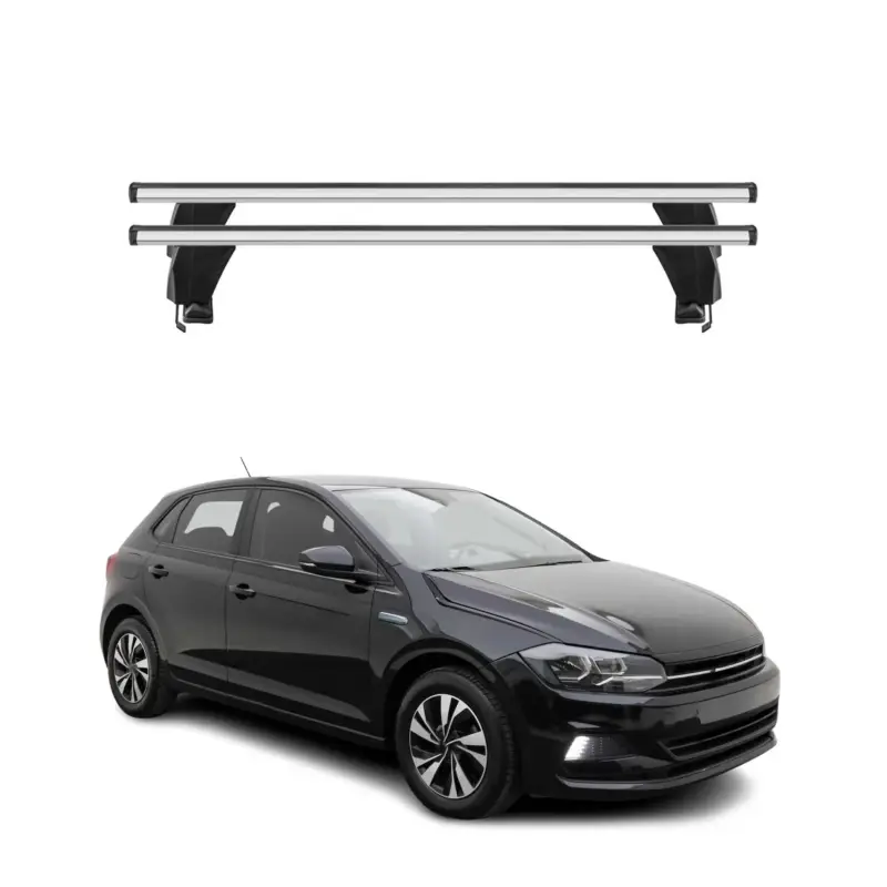 Menabo Dachträger Grundtäger für VW Polo 2017-2021 50kg Aluminium Silber 2tlg Letzte Chance