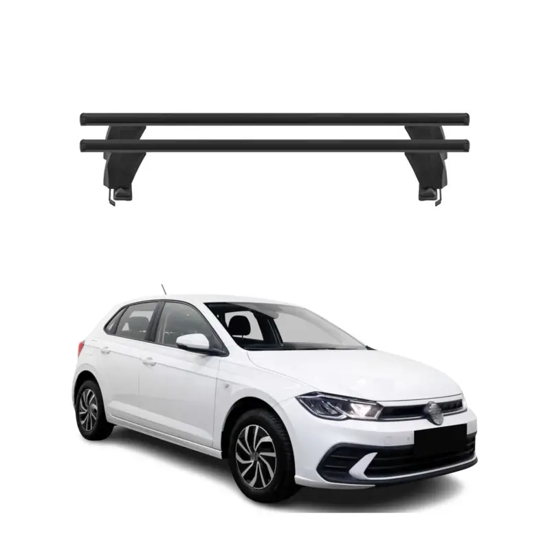 Kracherpreis Menabo Dachträger Grundtäger für VW Polo 2021-2026 50kg Aluminium Schwarz 2 tlg